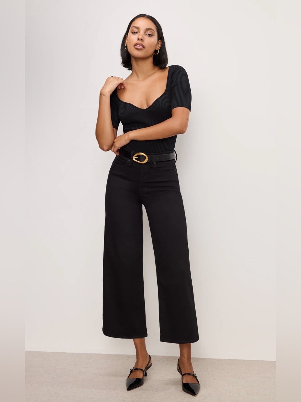 Good American Good Waist Cropped Palazzo Jeans (Size 8) - Picture 1 of 10